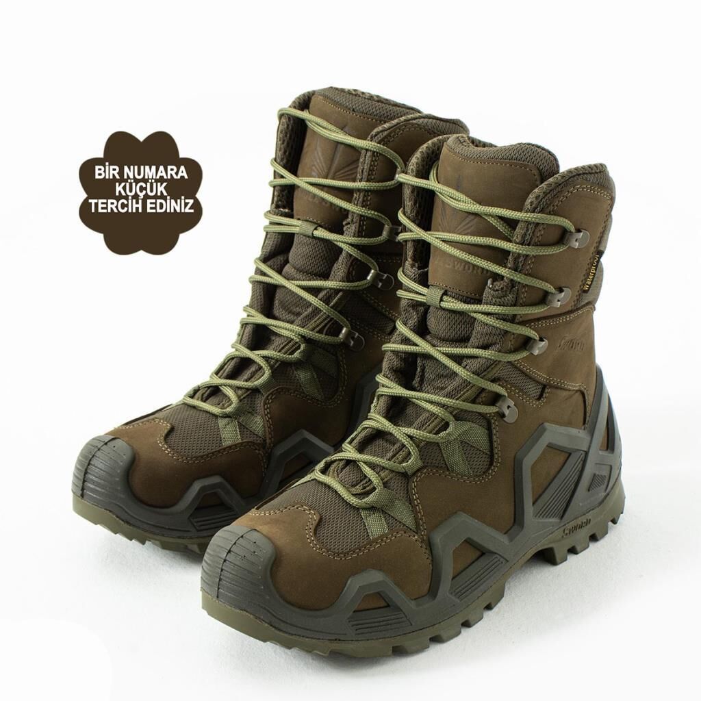 Single Sword Hakiki Deri Su Geçirmez  Erkek&Kadın Taktik Askeri Kışlık Bot ve Postal SS603 HAKİ - 44