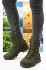 Single Sword Fermuarlı Outdoor Kadın&Erkek Taktik Askeri Bot ve Postal 4 Mevsim SS602 HAKİ - 47