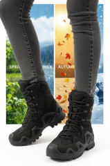 Single Sword Fermuarlı Outdoor Kadın&Erkek Taktik Askeri Bot ve Postal 4 Mevsim SS602 SİYAH - 37