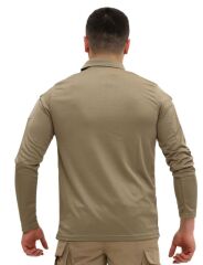 Single Sword Polo Yaka Uzun Kol Taktik T-Shirt BEJ - S