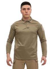 Single Sword Polo Yaka Uzun Kol Taktik T-Shirt BEJ - XL