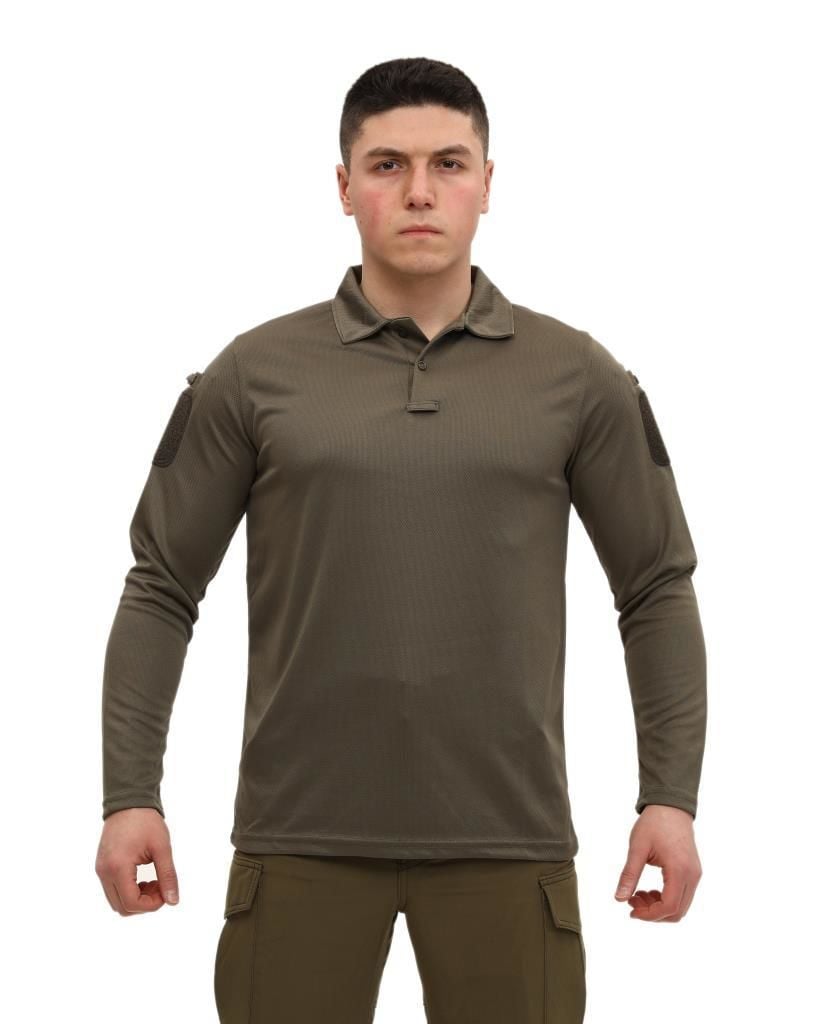 Single Sword Polo Yaka Uzun Kol Taktik T-Shirt HAKİ - S