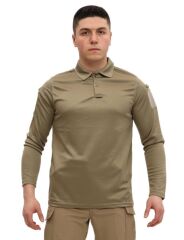 Single Sword Polo Yaka Uzun Kol Taktik T-Shirt BEJ - 2XL