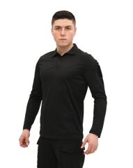 Single Sword Polo Yaka Uzun Kol Taktik T-Shirt SİYAH - 3XL