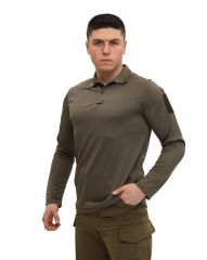 Single Sword Polo Yaka Uzun Kol Taktik T-Shirt HAKİ - 3XL