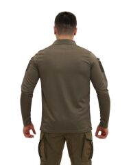 Single Sword Polo Yaka Uzun Kol Taktik T-Shirt HAKİ - 3XL
