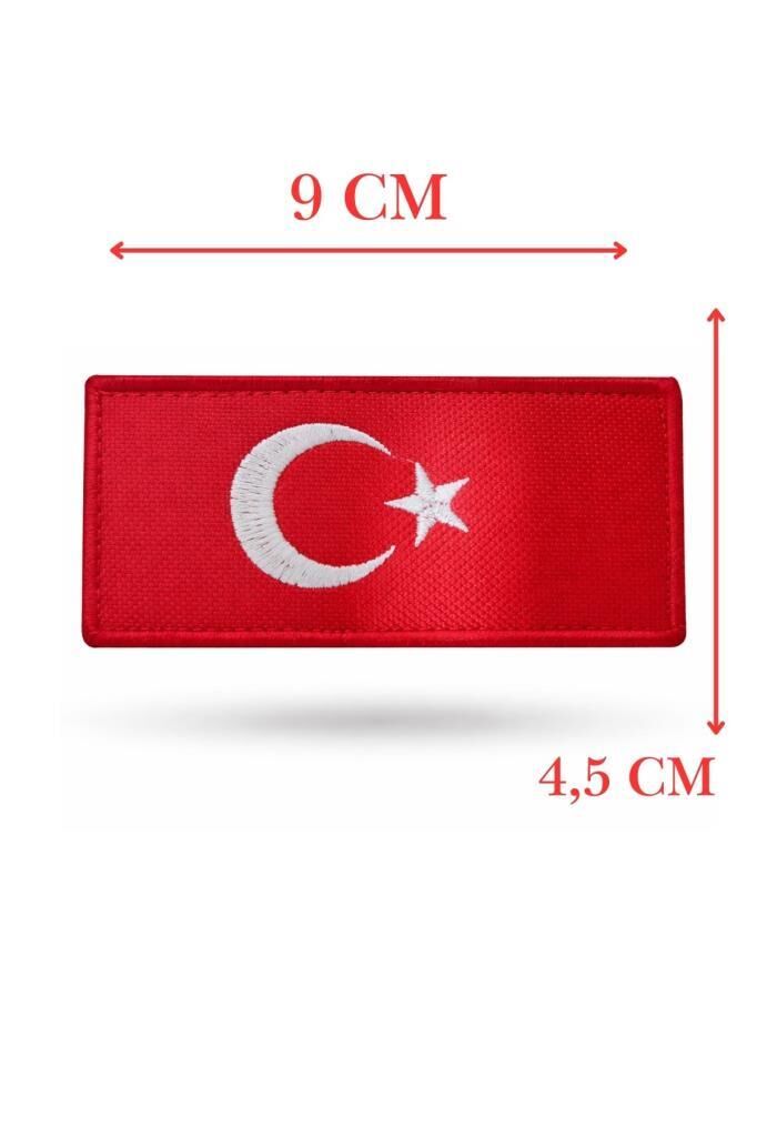 Single Sword BAYRAK Nakış Patch - Peç 10 Cm X 4,5 Cm KIRMIZI