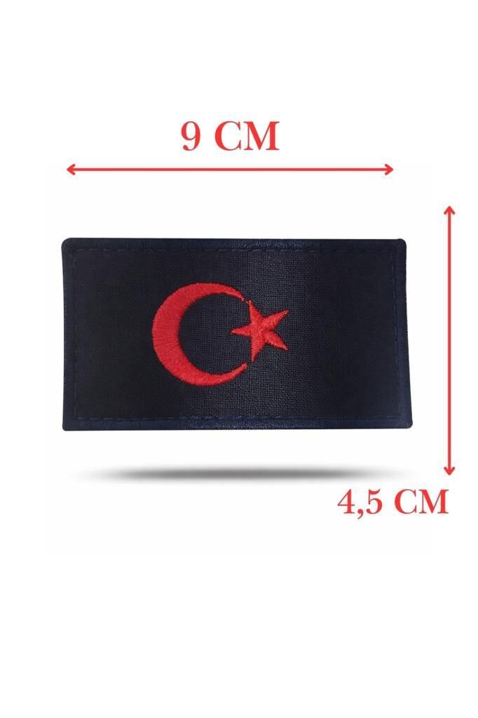 Single Sword BAYRAK Nakış Patch - Peç 10 Cm X 4,5 Cm LACİVERT