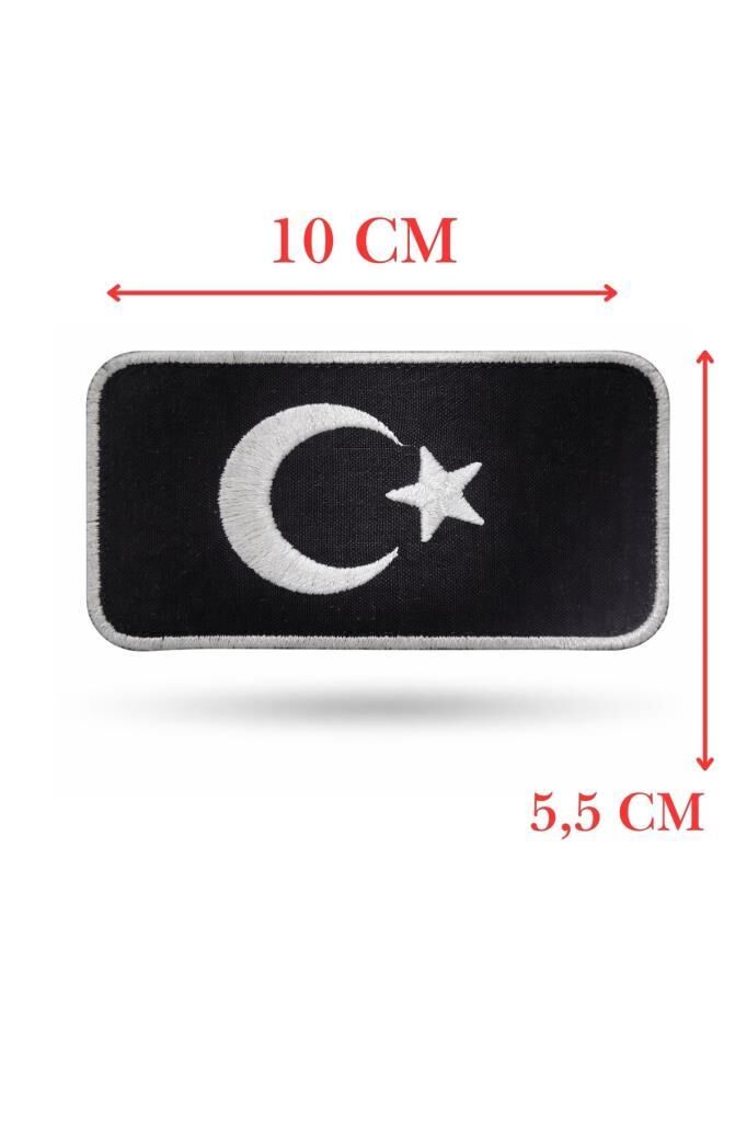 Single Sword BAYRAK Nakış Patch - Peç 10 Cm X 4,5 Cm SİYAH
