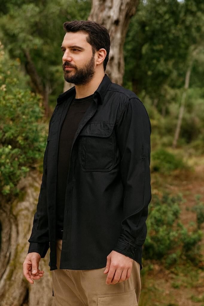 Single Sword Taktik Kışlık Outdoor Erkek Gömlek&Koruma Gömleği SİYAH - L