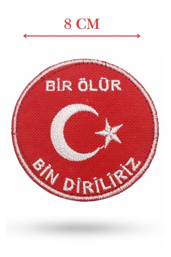 Nakış Patch Bir Ölür Bin Diriliriz KIRMIZI-BEYAZ