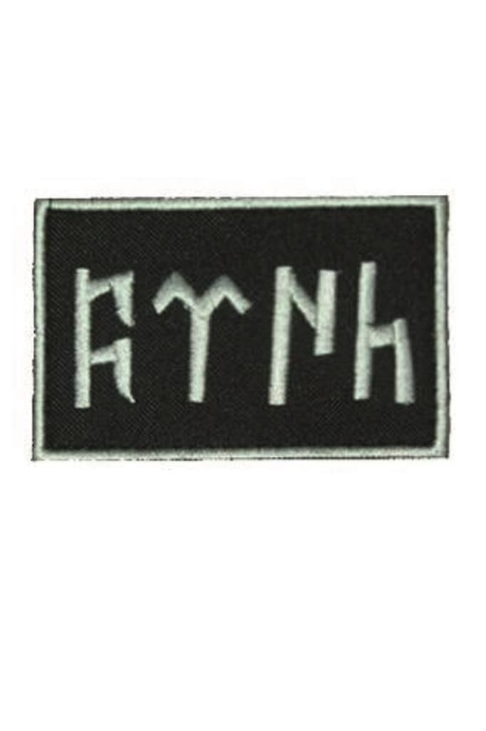 Single Sword Göktürkçe TÜRK Yazılı  Ay Yıldız Nakış Patch - Cırtlı Peç SİYAH-BEYAZ