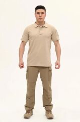 Single Sword Regular Fit Polo Yaka Kısa Kollu Erkek Tişört BEJ - XL