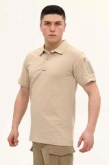 Single Sword Regular Fit Polo Yaka Kısa Kollu Erkek Tişört BEJ - M