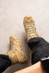 SS603 Su Geçirmez Bağcıklı Taktilk/outdoor Kışlık Askeri Uzun Bej Çöl Botu