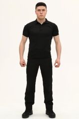 Single Sword Regular Fit Polo Yaka Kısa Kollu Erkek Tişört SİYAH - 2XL
