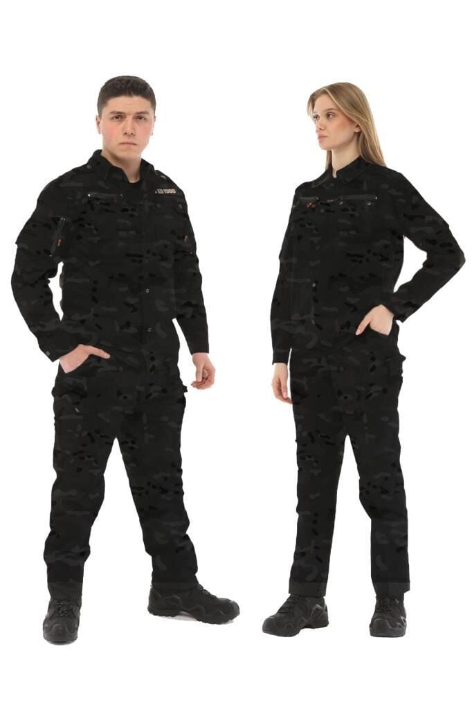 Single Sword Outdoor Unisex Kışlık Gömlek&Pantolon Alt Üst Takım S - SİYAH_KAMUFLAJ