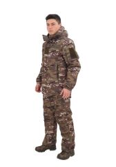 Single Sword Su&Rüzgar Geçirmez Softshell Kışlık Erkek Mont (Kapüşonu Çıkabilen) MULTİCAM - L