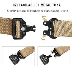 Single Sword Kobra Kemer 125 Cm X 3.8 Cm - Taktik Outdoor ve Koruma Pantolon Kemeri BEJ