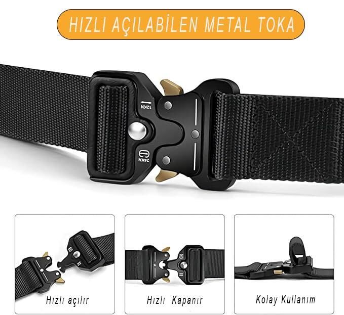 Single Sword Kobra Kemer 125 Cm X 3.8 Cm - Taktik Outdoor ve Koruma Pantolon Kemeri SİYAH