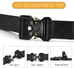 Single Sword Kobra Kemer 125 Cm X 3.8 Cm - Taktik Outdoor ve Koruma Pantolon Kemeri SİYAH