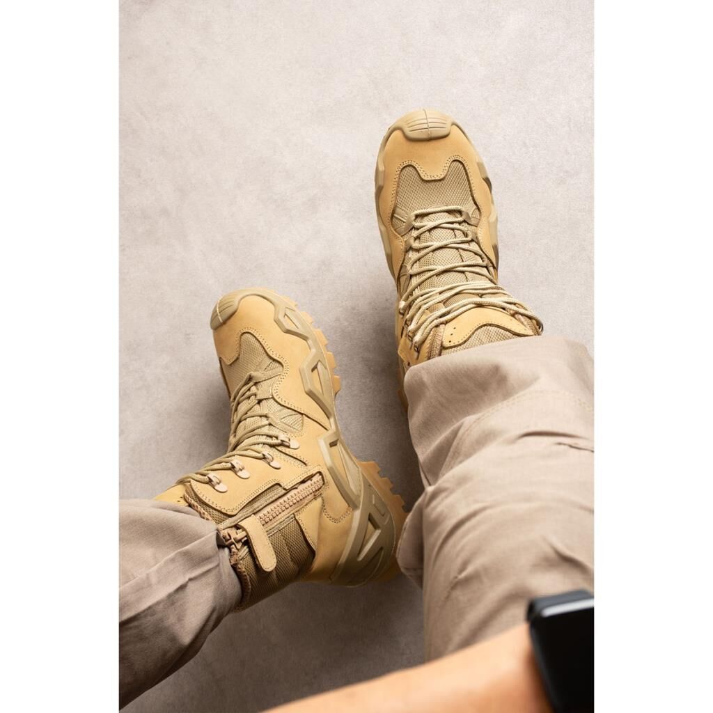 SS602 Su Geçirmez Fermuarlı/bağcıklı Taktik/outdoor Unisex Kışlık Askeri Uzun Bej Çöl Botu BEJ - 47