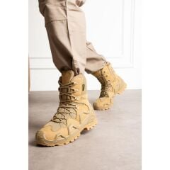 SS602 Su Geçirmez Fermuarlı/bağcıklı Taktik/outdoor Unisex Kışlık Askeri Uzun Bej Çöl Botu BEJ - 47