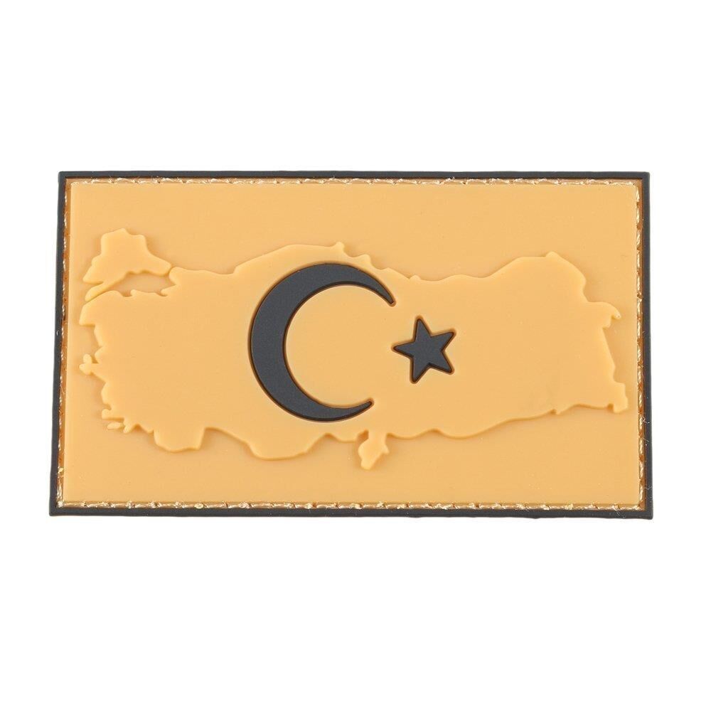 Single Sword Bayrak Plastik Kabartma Haritalı Patch - Peç BEJ