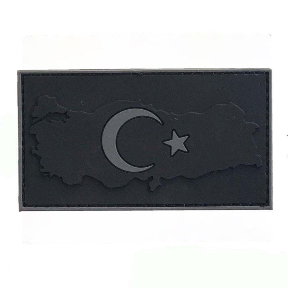 Single Sword Bayrak Plastik Kabartma Haritalı Patch - Peç SİYAH