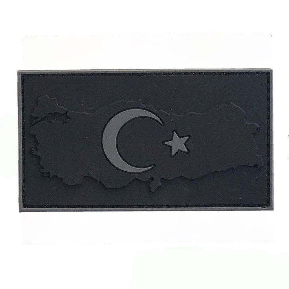 Single Sword Bayrak Plastik Kabartma Haritalı Patch - Peç SİYAH