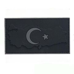 Single Sword Bayrak Plastik Kabartma Haritalı Patch - Peç SİYAH