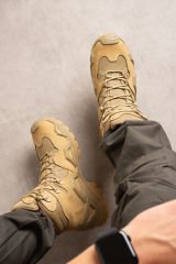 SS611 Su Geçirmez Bağcıklı Taktik Outdoor Unisex Kışlık Askeri Uzun Bej Çöl Botu