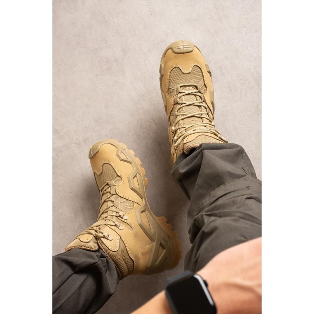 SS611 Su Geçirmez Bağcıklı Taktik Outdoor Unisex Kışlık Askeri Uzun Bej Çöl Botu BEJ - 41