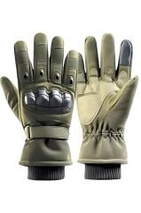 Single Sword Rüzgar Soğuk Geçirmez Suya Dayanıklı Dokunmatik Eldiven-  Taktik ve Motosiklet Eldiveni Bej BEJ