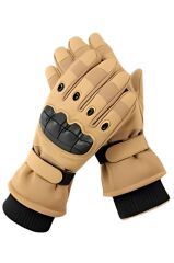 Single Sword Rüzgar Soğuk Geçirmez Suya Dayanıklı Dokunmatik Eldiven-  Taktik ve Motosiklet Eldiveni Bej BEJ