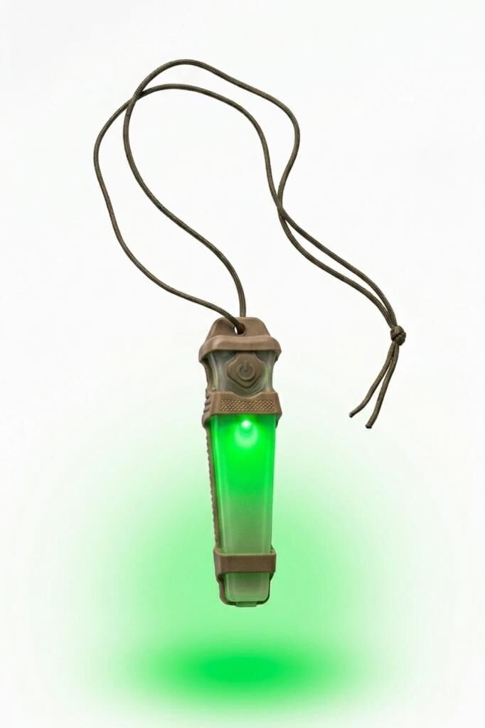 Single Sword Tactical Signal Light Kask ve Boyun Asmalı Pilli Taktik Sinyal Lambası 12 cm YEŞİL