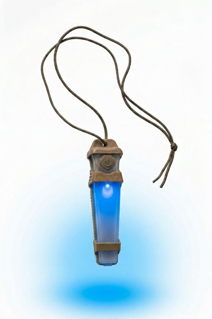 Single Sword Tactical Signal Light Kask ve Boyun Asmalı Pilli Taktik Sinyal Lambası 12 cm MAVİ