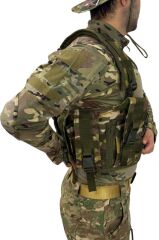 Single Sword 9 Şarjör Cepli Çeçen Tipi Taktik Hücum Yeleği MULTİCAM
