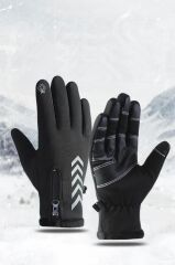 Single Sword Su Geçirmez Softshell Unisex Bisiklet, Motosiklet Eldiven Dokunmatik Kışlık Rüzgar Geçirmez Kaymaz