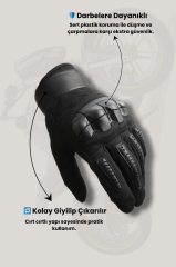 Single Sword Tam Parmak Dokunmatik Özellikli Destekli Taktik ve Motosiklet, Bisiklet Eldiveni