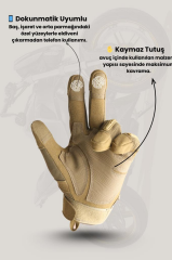 Single Sword Tam Parmak Dokunmatik Özellikli Destekli Taktik ve Motosiklet, Bisiklet Eldiveni