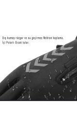 Single Sword Su Geçirmez Softshell Unisex Bisiklet, Motosiklet Eldiven Dokunmatik Kışlık Rüzgar Geçirmez Kaymaz SİYAH - XL