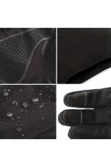 Single Sword Softshell Soğuk, Rüzgar ve Su Geçirmez Dokunmatik Eldiven, Motosiklet ve Taktik Eldiven SİYAH - XL
