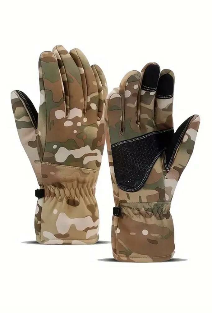 Single Sword Softshell Soğuk, Rüzgar ve Su Geçirmez Dokunmatik Eldiven, Motosiklet ve Taktik Eldiven MULTİCAM - XL