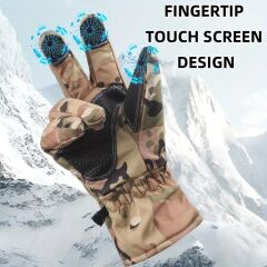 Single Sword Softshell Soğuk, Rüzgar ve Su Geçirmez Dokunmatik Eldiven, Motosiklet ve Taktik Eldiven MULTİCAM - M