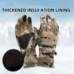 Single Sword Softshell Soğuk, Rüzgar ve Su Geçirmez Dokunmatik Eldiven, Motosiklet ve Taktik Eldiven MULTİCAM - M