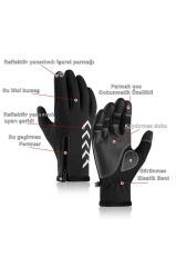 Single Sword Su Geçirmez Softshell Unisex Bisiklet, Motosiklet Eldiven Dokunmatik Kışlık Rüzgar Geçirmez Kaymaz SİYAH - M