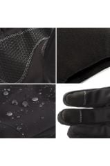 Single Sword Softshell Soğuk, Rüzgar ve Su Geçirmez Dokunmatik Eldiven, Motosiklet ve Taktik Eldiven SİYAH - XL