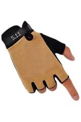 Single Sword Tactical Taktik Eldiven Yarım Parmak Asker Polis Dağcı Avcı Sporcu Eldiveni BEJ