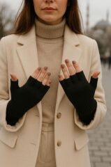Parmak Unisex Triko Örgü Eldiven – Günlük Kışlık Aksesuar Yarım